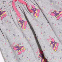 Dixcy Slimz Kids Grey & Pink Cotton Printed Trackpants image 3