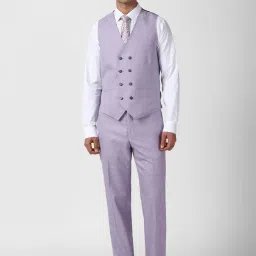Van Heusen Purple Slim Fit Checks Three Piece Suit image 3