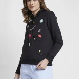 Spykar Black Graphic Print Hoodie image 3