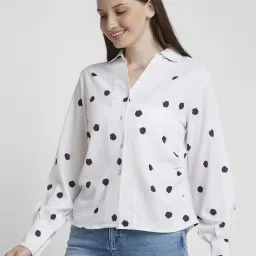 Spykar White & Black Cotton Printed Shirt image 3