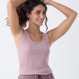 Wunderlove by Westside Mauve Ribbed Hidden Camisole-image-36