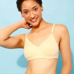 Clovia Non-Padded Non-Wired Full Coverage Spacer Cup T-shirt Bra in Nude Colour - Cotton image 1