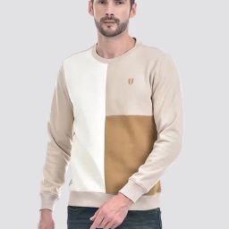 Numero Uno Beige Regular Fit Colour Block Sweatshirt-picture-5