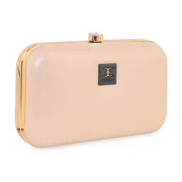 Esbeda Beige Small Partywear Boxy Clutch image 3