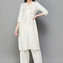 Melange by Lifestyle Off-White Printed Straight Kurta-picture-15