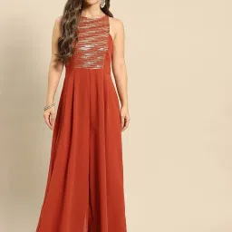 Mabish Orange Printed Jumpsuit image 1