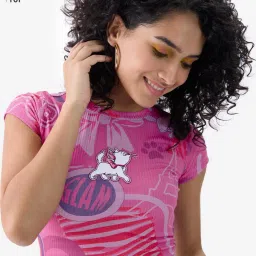 The Souled Store Pink Slim Print T-Shirt image 1