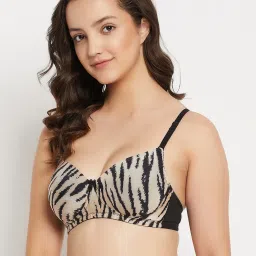 Clovia Beige Animal Print T-Shirt Bra image 3