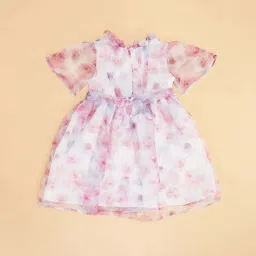 Pantaloons Junior Kids White & Pink Cotton Floral Print Dress image 3