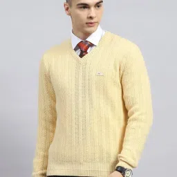 Monte Carlo Beige Regular Fit Self Pattern Pullover image 1
