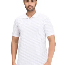 Park Avenue White Slim Fit Printed Polo T-Shirt-image-63