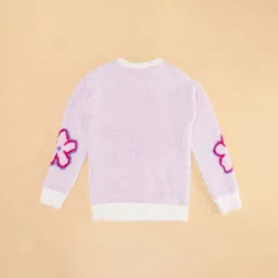 Pantaloons Junior Kids Lilac & White Floral Print Full Sleeves Sweater image 3