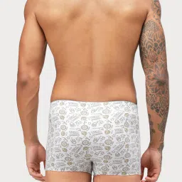 Zoiro White & Steel Grey Regular Fit Printed Trunks - Pack Of 2 image 3