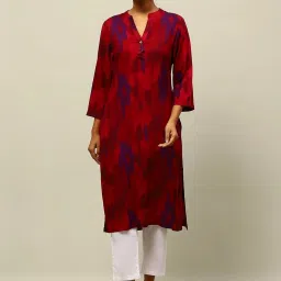 Rangriti Red Printed Straight Kurta image 1