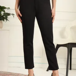 FITHUB Beige Cotton Flaired fit Casual trousers image 1