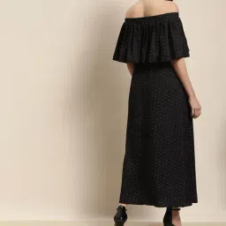 Qurvii Black Printed Maxi Dress image 2