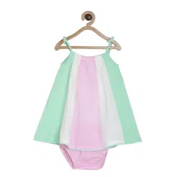 MINIKLUB Girls Multicolor Striped Dress with Bloomers image 1