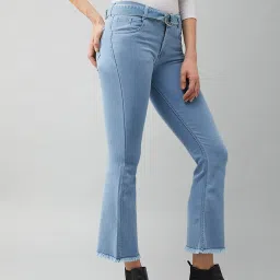 Miss Chase Blue Denim Flared Fit High Rise Jeans image 3
