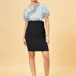 Annabelle by Pantaloons White & Black Printed Bodycon Dress-picture-2