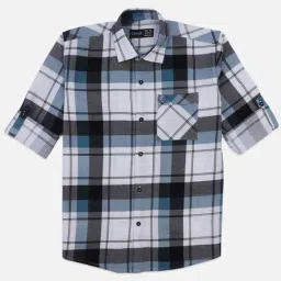 Cavio Boys Blue & White Cotton Checks Full Sleeves Shirts-image-97