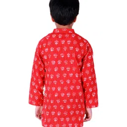 BownBee Kids Red Cotton Printed Kurta image 2