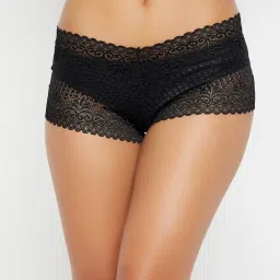 Clovia Black Lace Regular Fit Solid Panties image 1