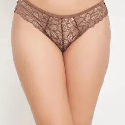 Clovia Brown Lace Regular Fit Solid Panties image 1
