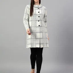 Cantabil White & Black Self Design Cardigan image 1