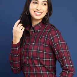 Hancock Red & Navy Check Formal Shirt-image-56