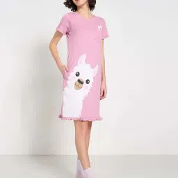 Dreamz by Pantaloons Pink Printed Sleep Tee image 3