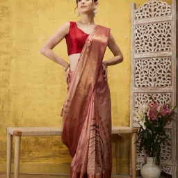 Silk Land Peach Printed Saree With Blouse-picture-37