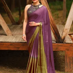 Saree Mall Purple Embellished Sarees With Unstitched Blouse image 1