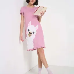 Dreamz by Pantaloons Pink Printed Sleep Tee image 4