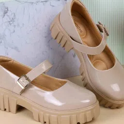 Mochi Women's Beige Mary Jane Shoes image 1