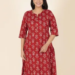 ARAMYA Maroon Cotton Floral Kurta image 1