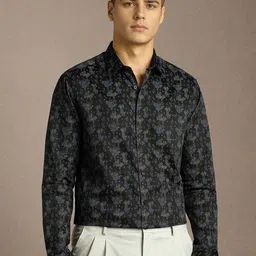 Louis Philippe Printed Spread Collar Pure Cotton Formal Shirt-picture-25