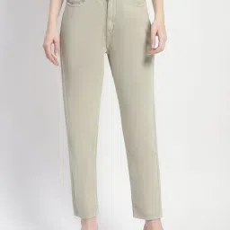 MADAME Light Green Cotton Relaxed Fit Mid Rise Jeans-image-45
