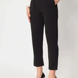 ZASTRAA Black Solid Trousers image 4