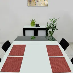 Saral Home Rust 4 Pieces Geometric Cotton Rectangle Table Placemats image 1