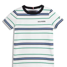 Tommy Hilfiger Kids White & Green Striped Archive Fit T-Shirt-picture-12