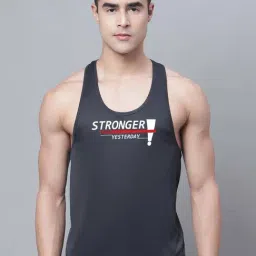 Friskers Black Regular Fit Graphic Sports Vest-image-58
