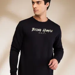 Being Human Black Regular Fit Logo Printed Sweatshirt-image-17