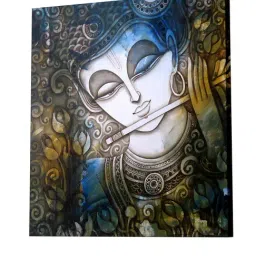 Art Street Shri Krishna Ji With Flute Canvas Modern Art Painting-image-87