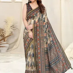 Mirchi Fashion Green Cotton Geometric Printed Saree For Women-picture-10