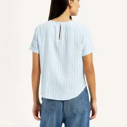Levi's Blue Cotton Regular Fit Striped Top image 2