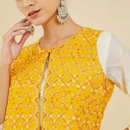 Soch Yellow Embroidered Ethnic Jacket image 5