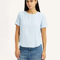 Levi's Blue Cotton Regular Fit Striped Top-picture-19