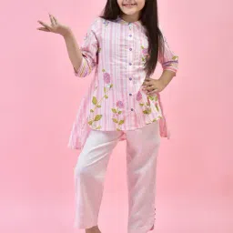Juniper Girls Pink Floral Print Shirt With Pants-picture-23