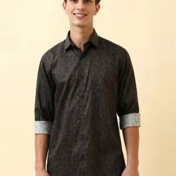 Allen Solly Black Cotton Slim Fit Printed Shirt-picture-49