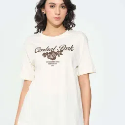 Honey By Pantaloons White Loose Fit Printed T-Shirt-image-75